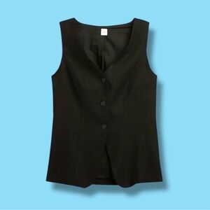 🆕💕GAP LongLine Cotten-Linen Blend Vest • BLACK • SMALL • NWOT